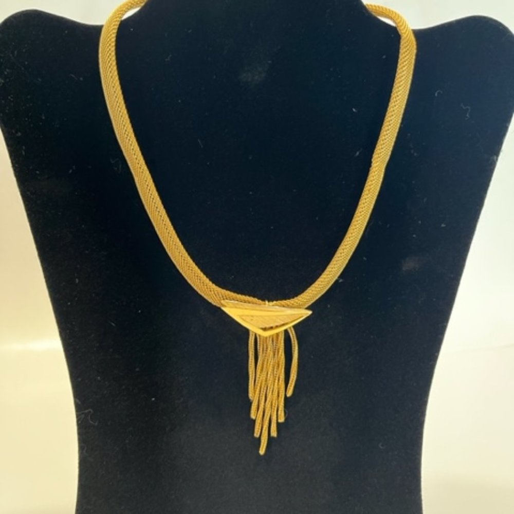 Vintage gold tone mesh necklace choker